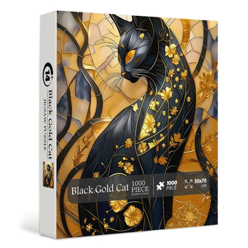Schwarzes Gold Katzen-Puzzle 1000 Teile